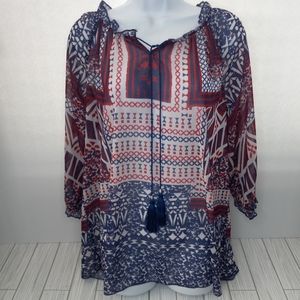One World Chiffon Boho Tunic Top